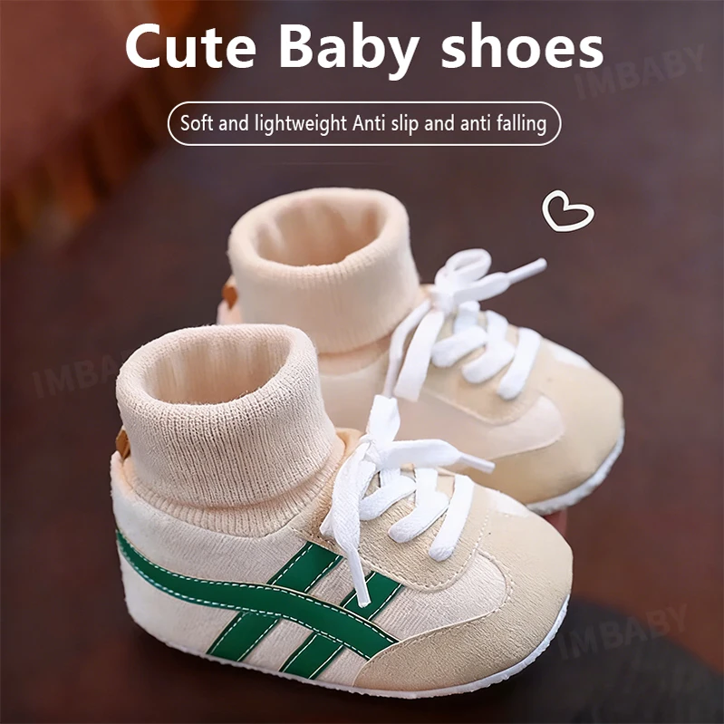 

IMBABY Baby Shoes 0-1 Year Old Boys' and Girls' Shoes and Socks Non Slip Sports Shoes with Soft Soles That Won't Fall Off 6-12M