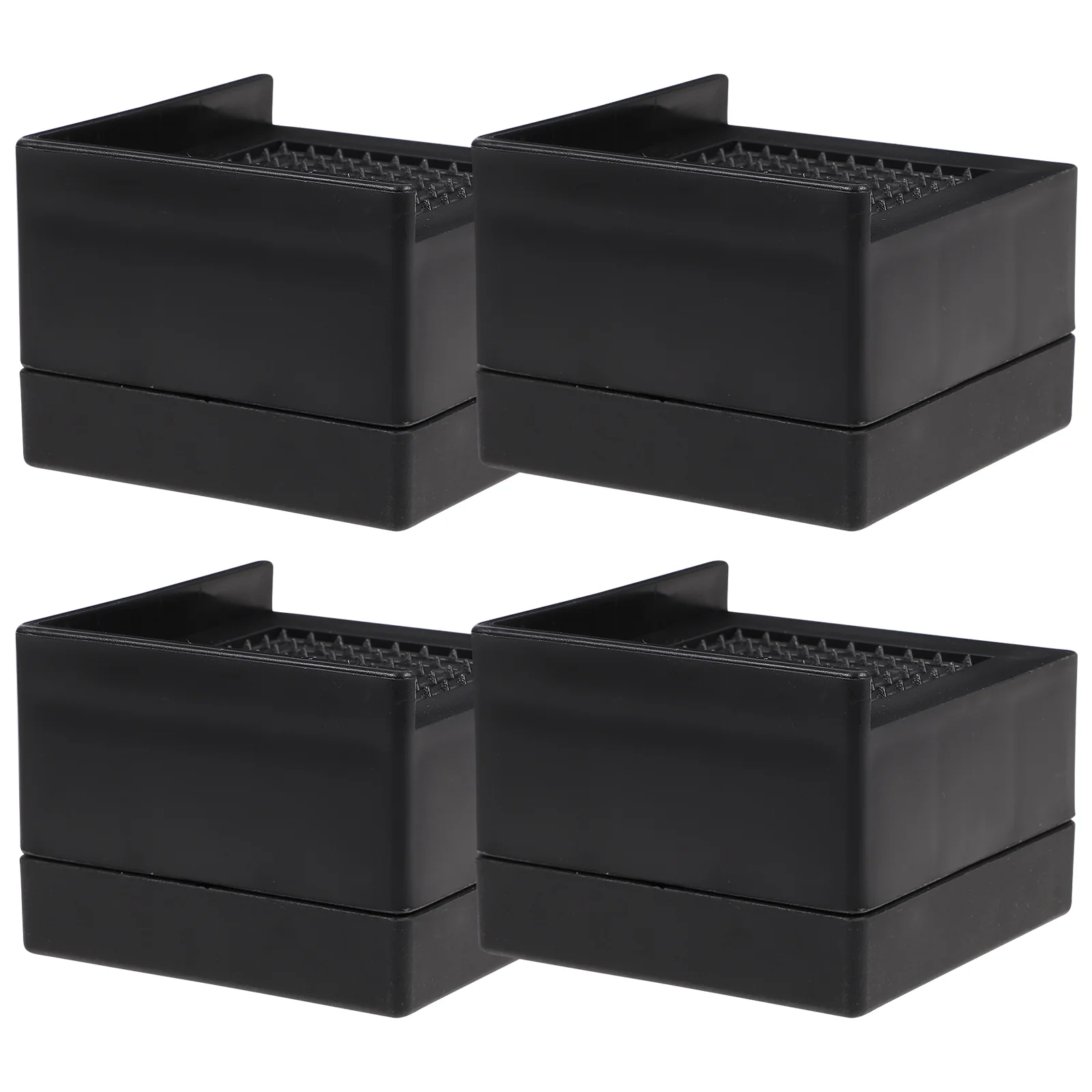 4 Pcs Black 5.8x5.8x4CM Anti Wear Resistant Furniture Feet Pads Heavy Duty Bed Risers Ventilation Mold Prevention Stable