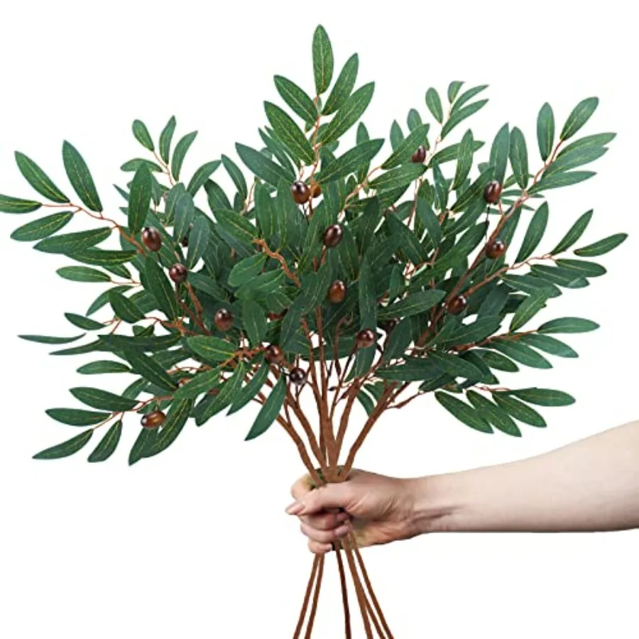 

cs Artificial Olive Branches for Vase 26" Fake Olive Stems Faux ery Stems for Wedding Bouquets Spring Garden Decor