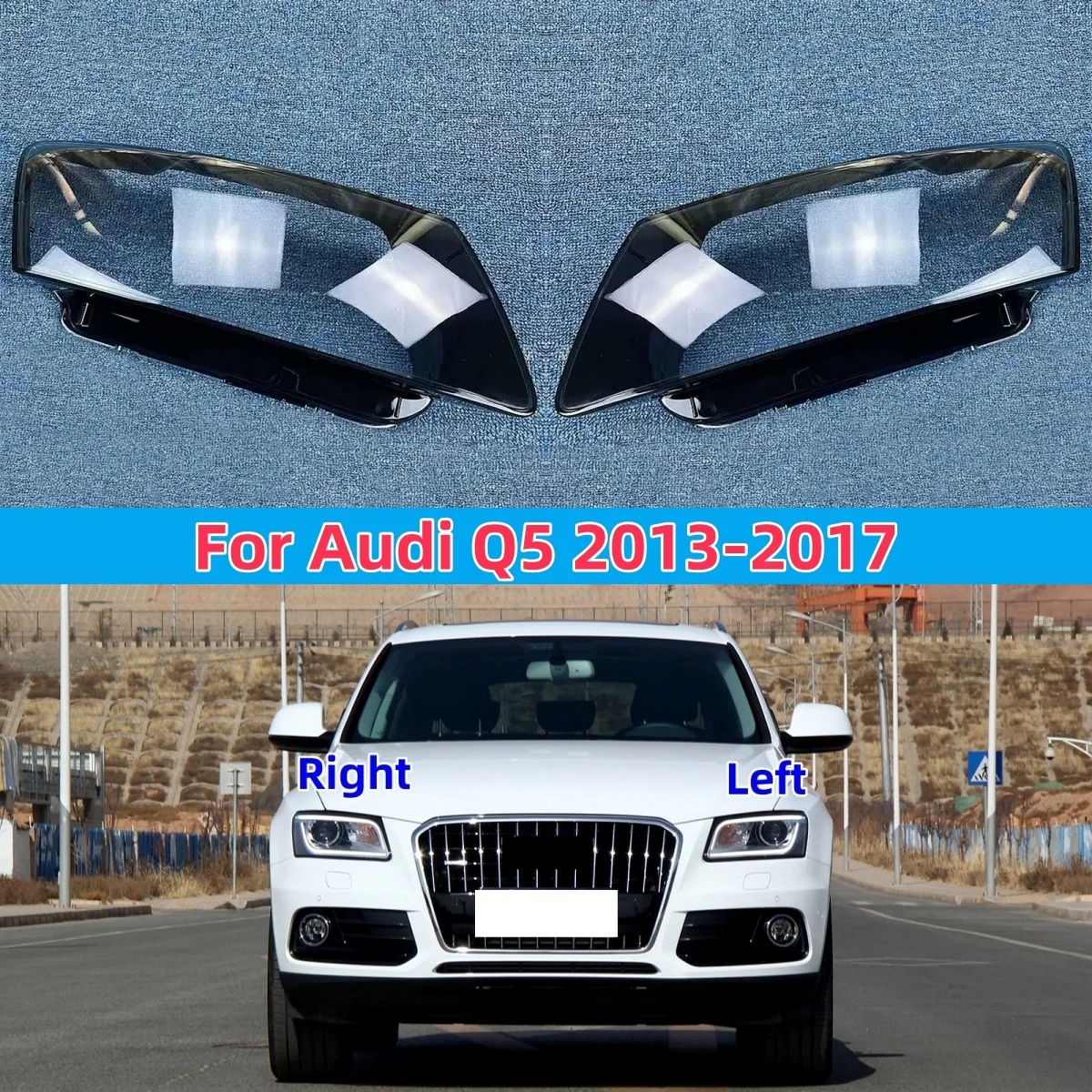 

Car Headlamp Lens For Audi Q5 2013 2014 2015 2016 2017 Headlight Cover Transparent Lampshades Lamp Shell cover headlight glass
