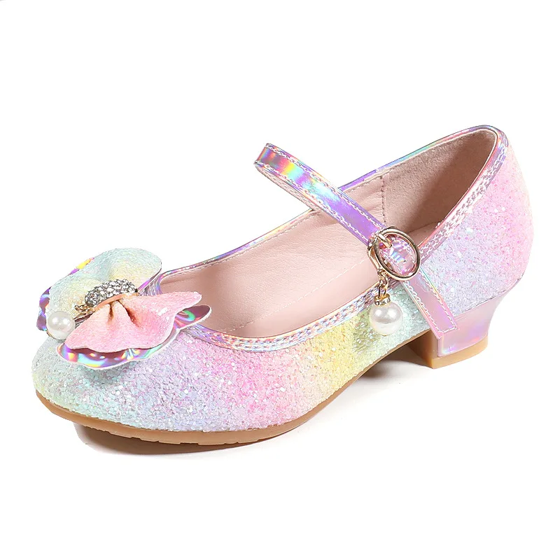 

Girl’s High Heels Dress Shoes Party Wedding High Heels Children’s Gift Princess Shoes Kids's PU Leather Shoes Bow High Heels