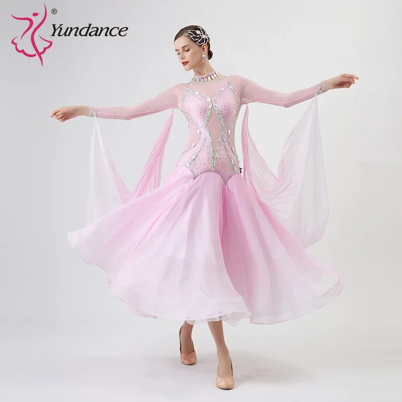 B-2288 New Women Modern Dance Rhinestone Color Diversity Dress Ballroom National Standard Waltz Competition Performance