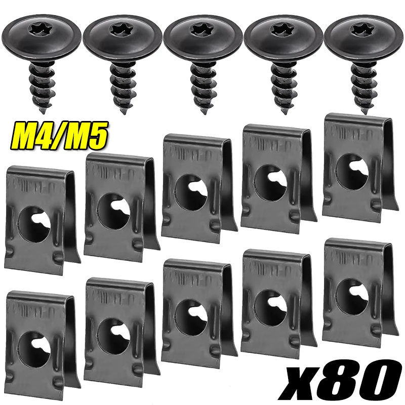 Car Modification Clip Car Screw Base U-shaped Clip Self Tapping Screws Metal Interior Mudguard Bumper Protection Clip Metal Seat
