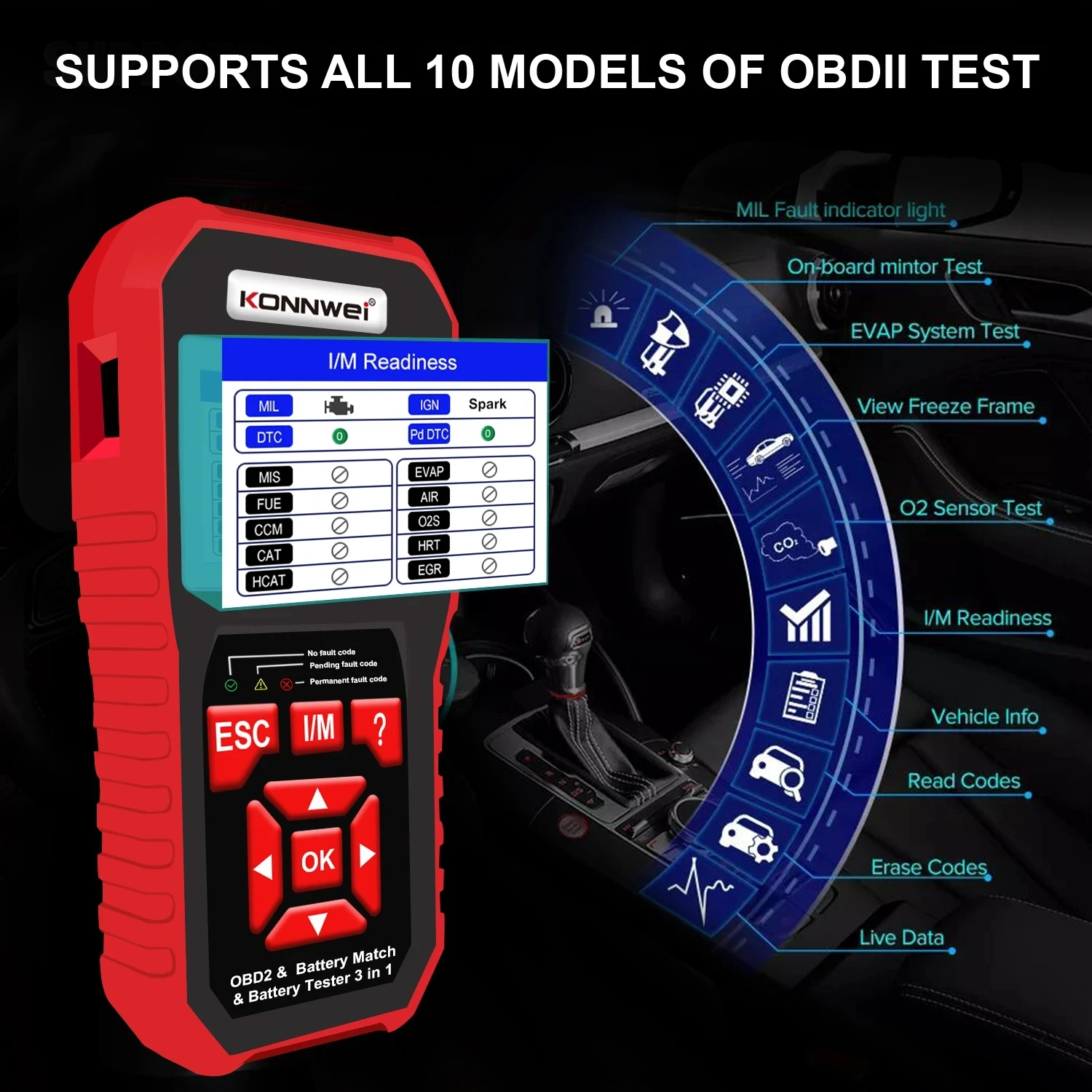 Professional OBD2 Diagnostics Scanner Tool Car Match Battery Tester 6V 12V Check Engine Code Reader Cranking Charging Test Tools