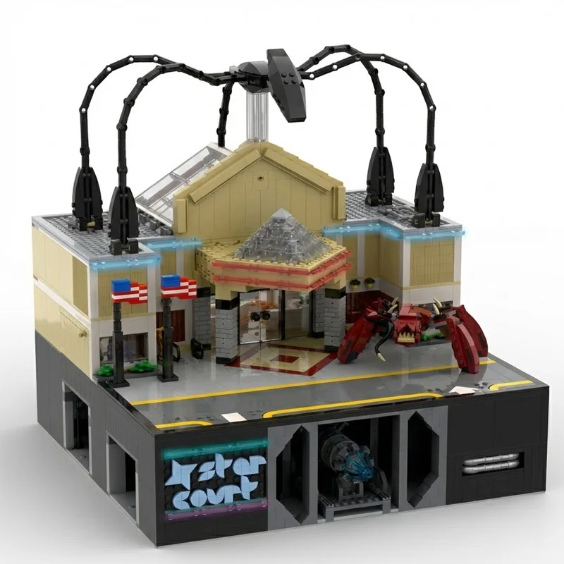 Stranger MOC Retro Shopping Mall with Giant Spider Monster & Underground Secret Base Diorama Block Model for 246677 moc