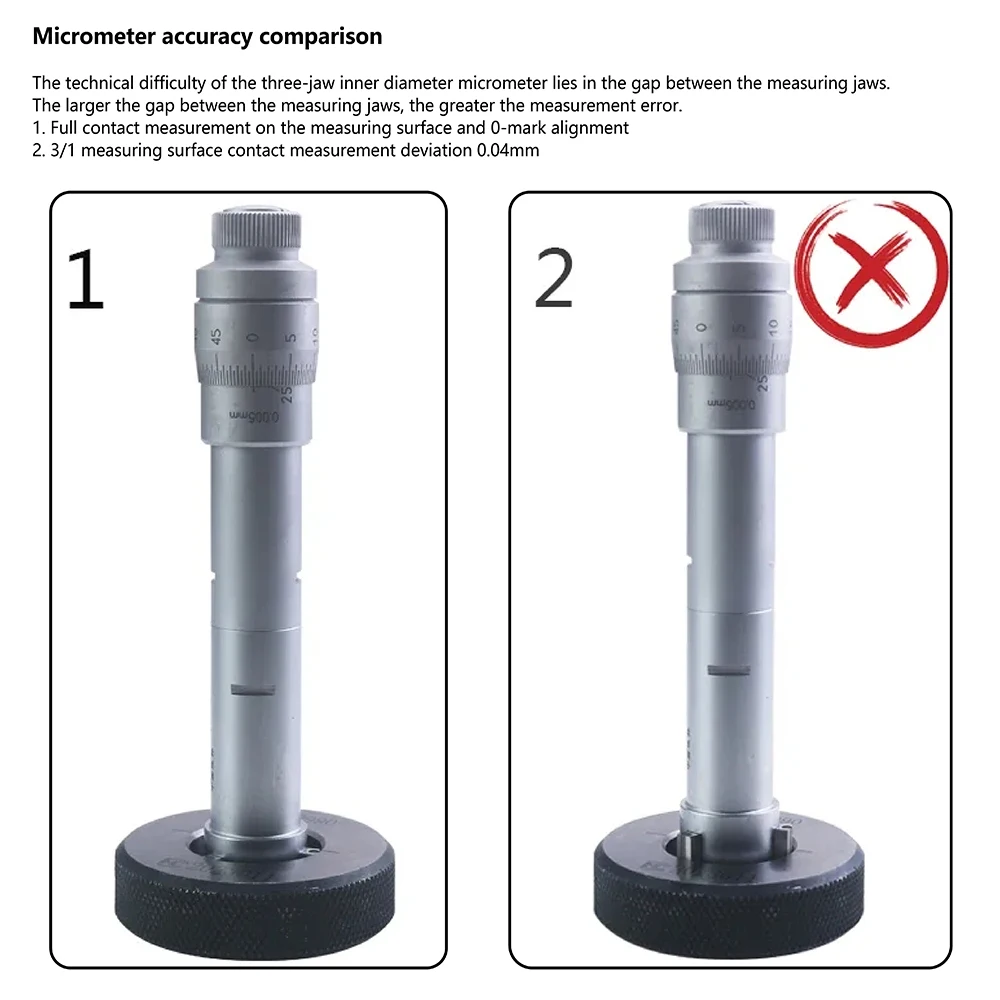 6-100mm Three Jaw Inner Diameter Micrometer Internal Aperture Measurement 0.004mm High Precision Mechanical Micrometer