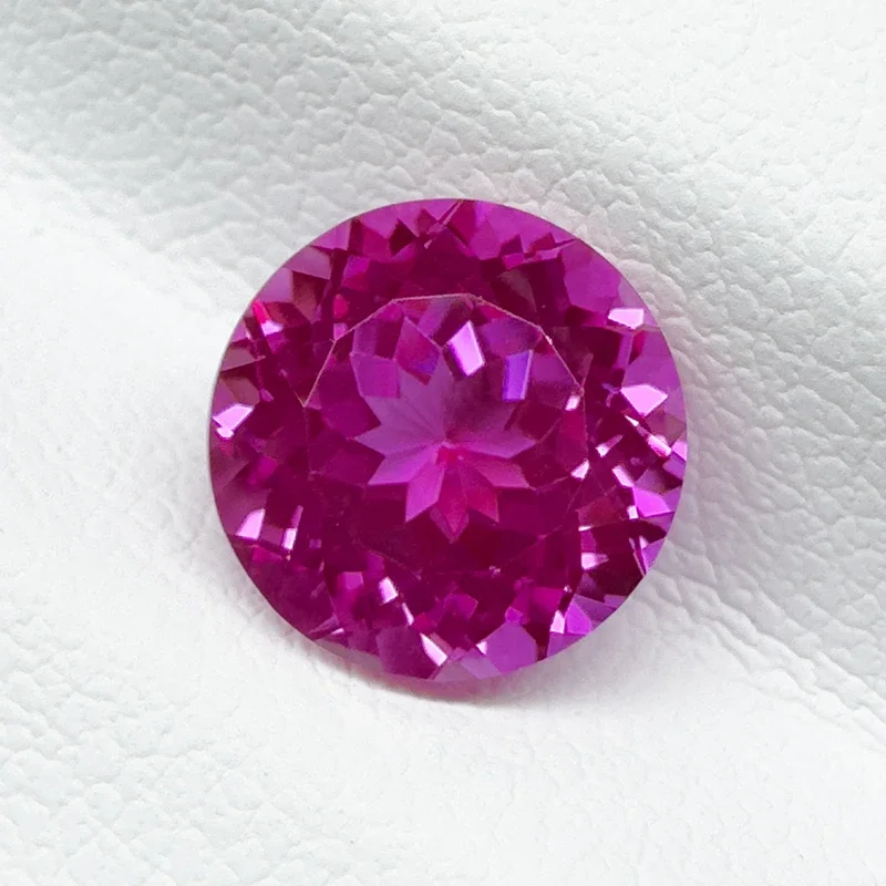 Lab Grown Sapphire Hot Pink Color Round Shape Charms Bead for Diy Jewelry Making Bracelet Materials Selectable AGL Certificate