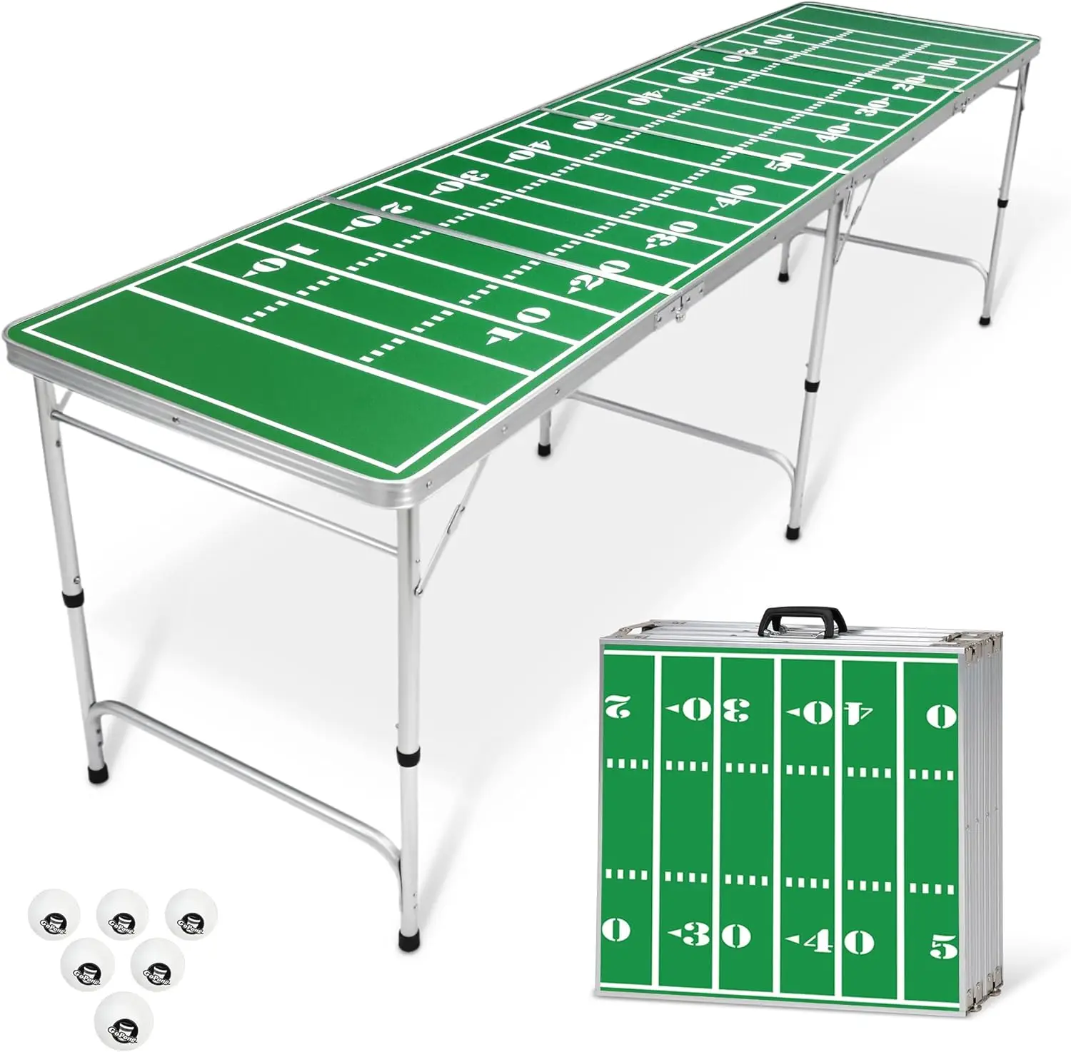 8 Foot Portable Beer Pong / Tailgate Tables (Black, Football, American Flag, or Custom Dry Erase)