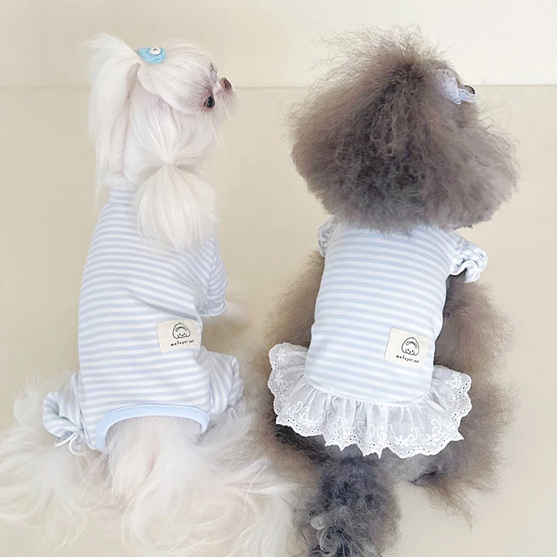 

Spring Soft Cotton Pet Dog Clothes Fashion Simple Stripe Dress For Small Medium Dog Boy Dog Casual Jumpsuits Puppy Outfits 2025