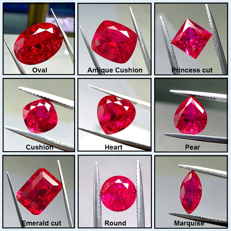 Lab Grown Ruby Round Shape 5# Red Stone Diamond Cut with Inculsions Artificial Loose Ruby Stone for Jewelry Making Materials