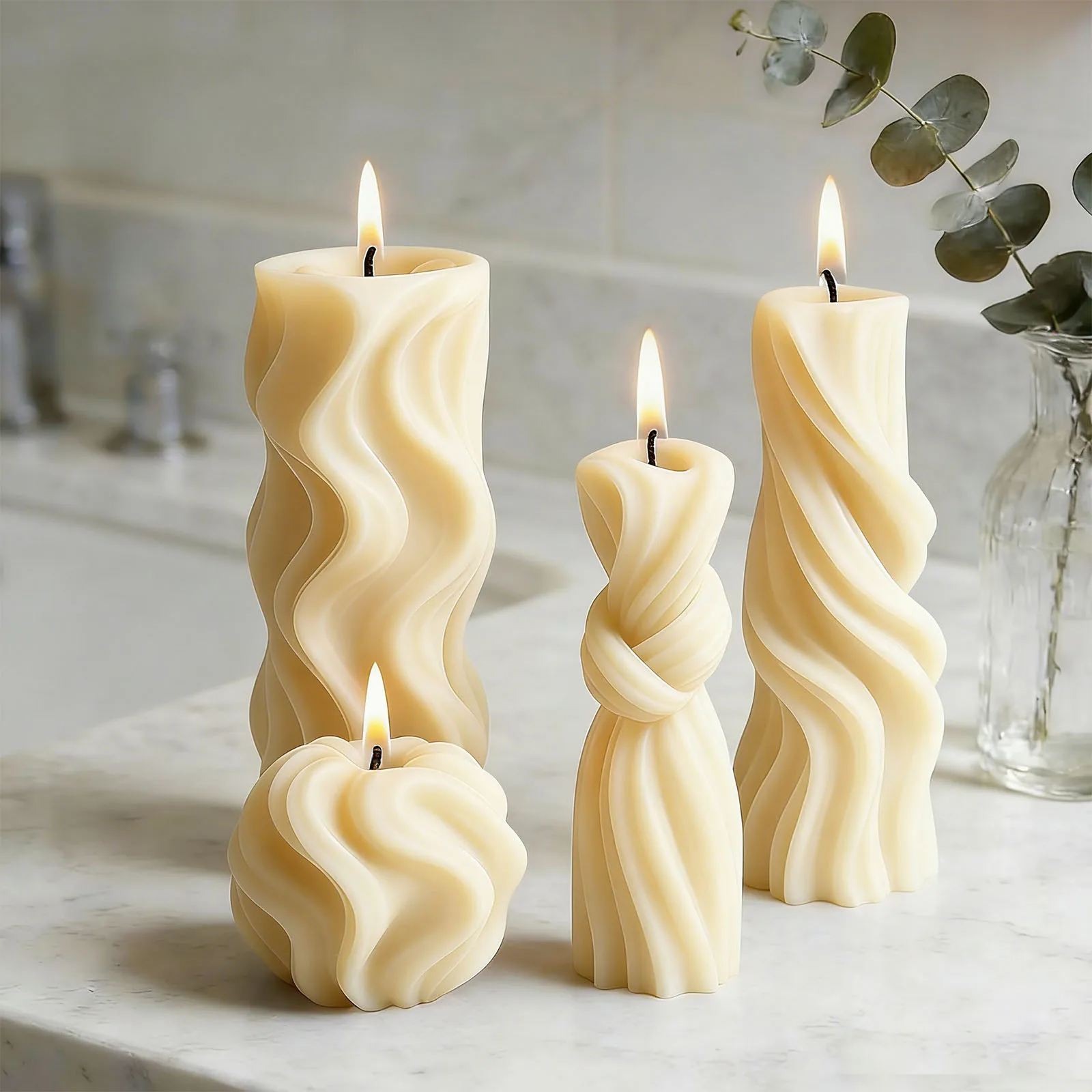 Geometrische zylindrische Kerzenformen mit dreidimensionaler Textur für einfaches Entformen; perfekt für trendige europäische Aromakerzen.
