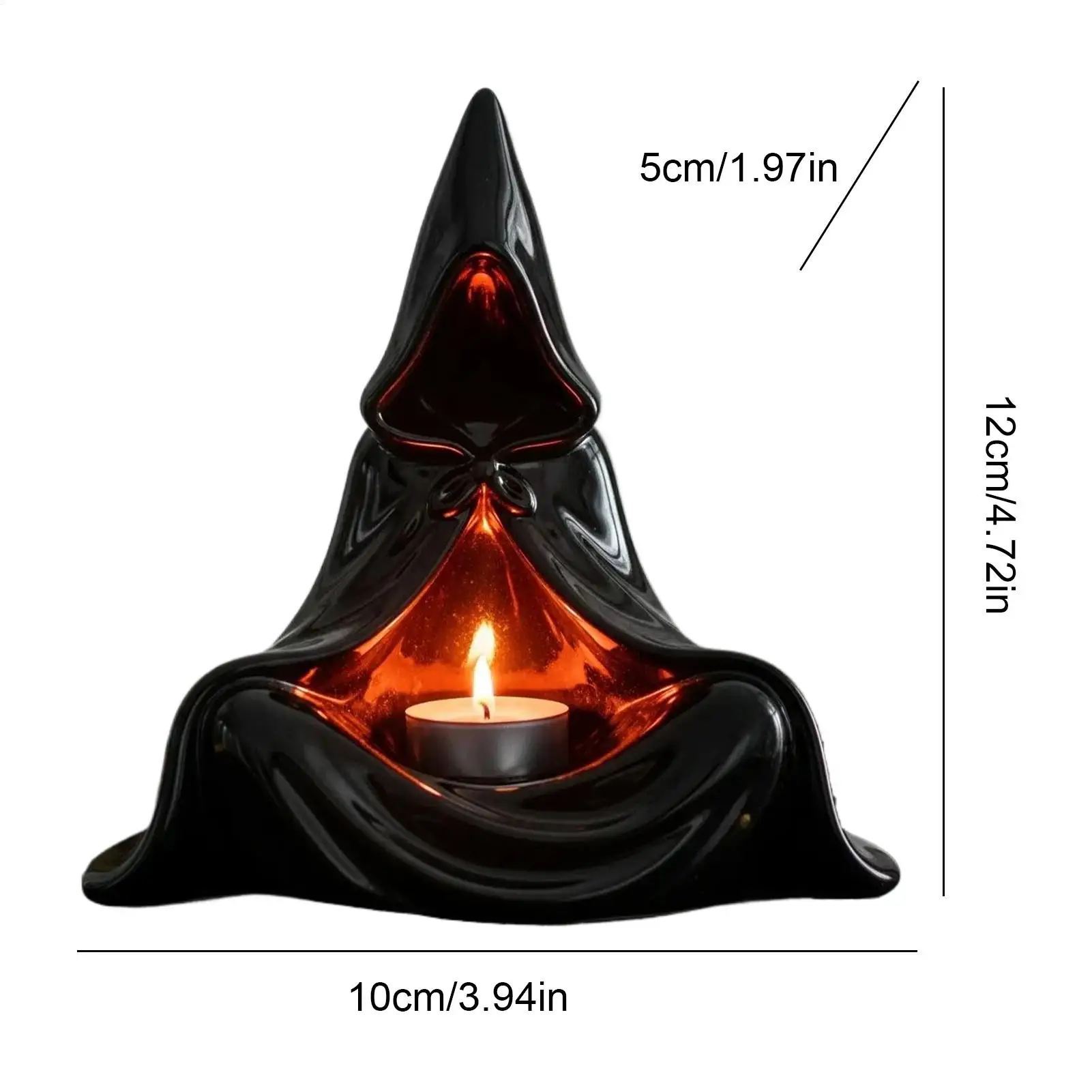 Spooky Tealight Holder Desktop Mysterious Man Decor Gothic Tealight Holder For Halloween Haunted House Counter Fireplace Mantel - view 6