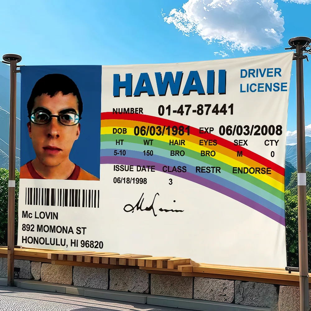 McLovin ID Creativity flag Advertising Banner for Camping Decoration Outdoor & Garage Wall Hanging Decorations