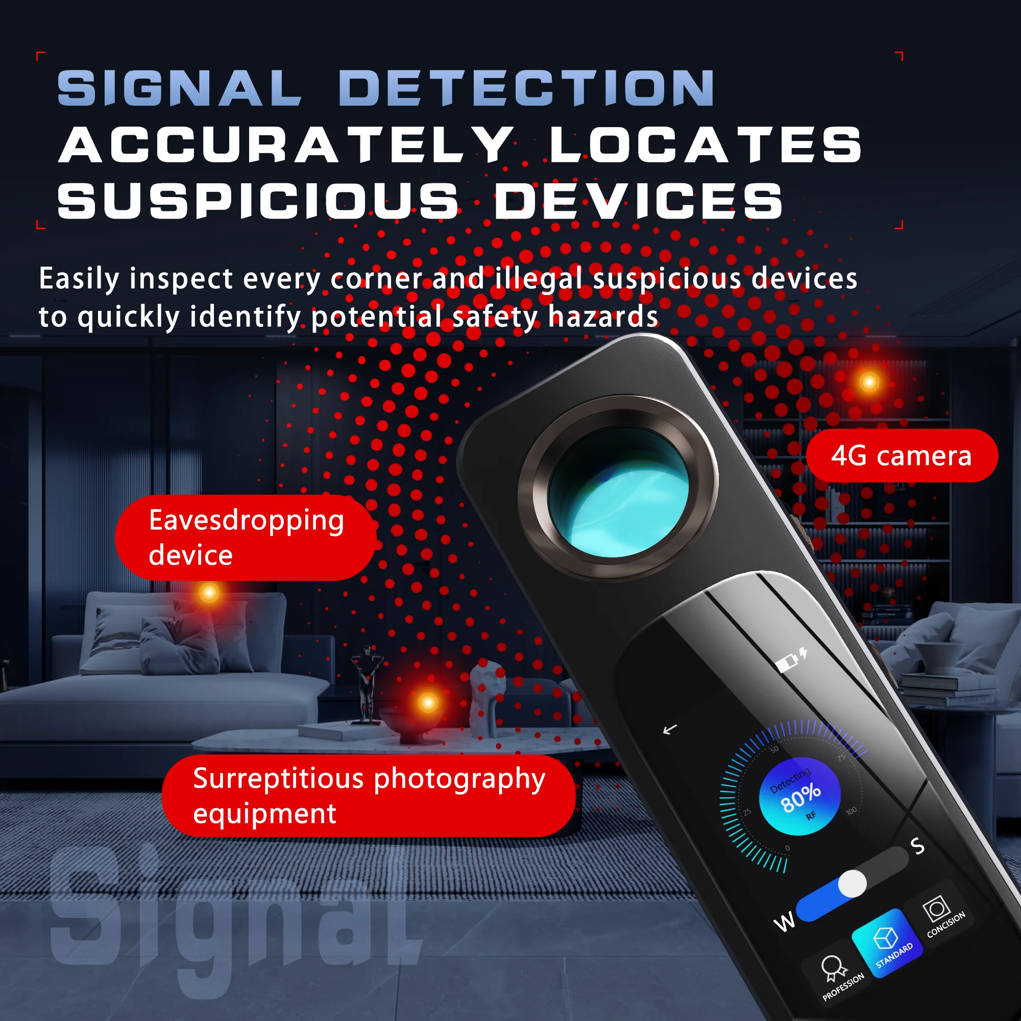 Hacking Gadgets Detector 50MHz-8GHz RF Signal Detector Hidden Camera Detection GPS Tracker Wireless Bug Detector Scanner