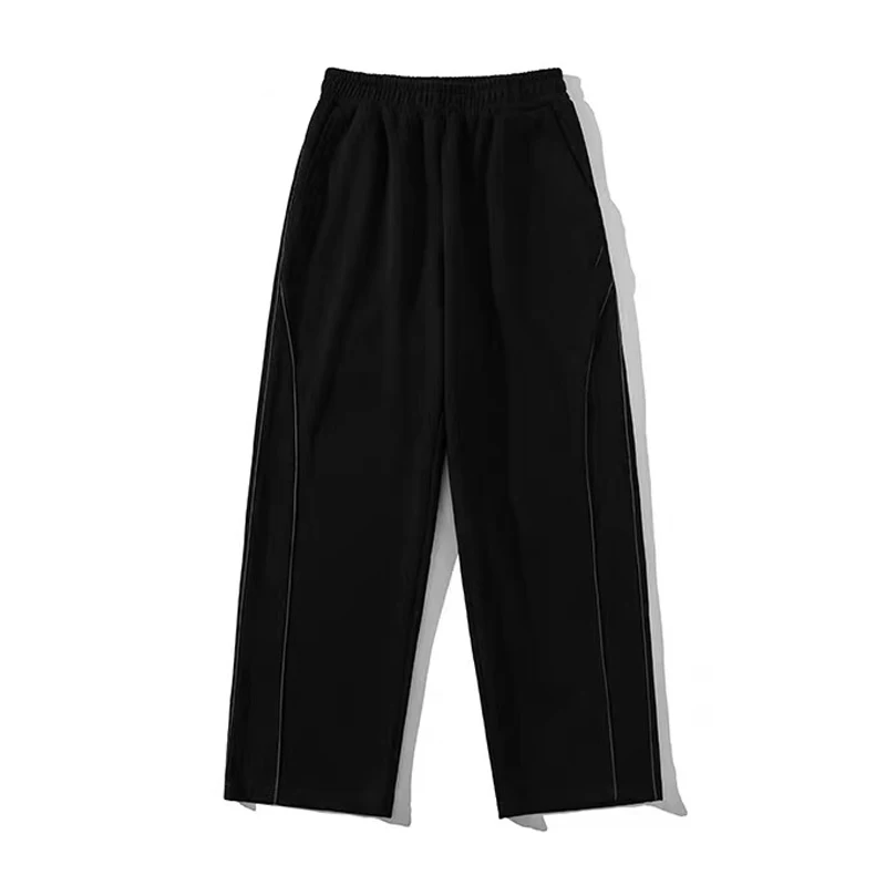 

L NIGO Men's Black Logo Letter Printed Raw Edge Cotton Stretch Loose Fit Sweatpant Pants #nigo98435