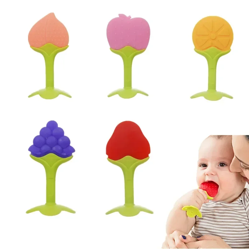 Baby Teether Safety Silicone Fruit Teethers for Baby Infant Kids Chew Tooth Toys Baby Dental Care Strengthening Tooth Training