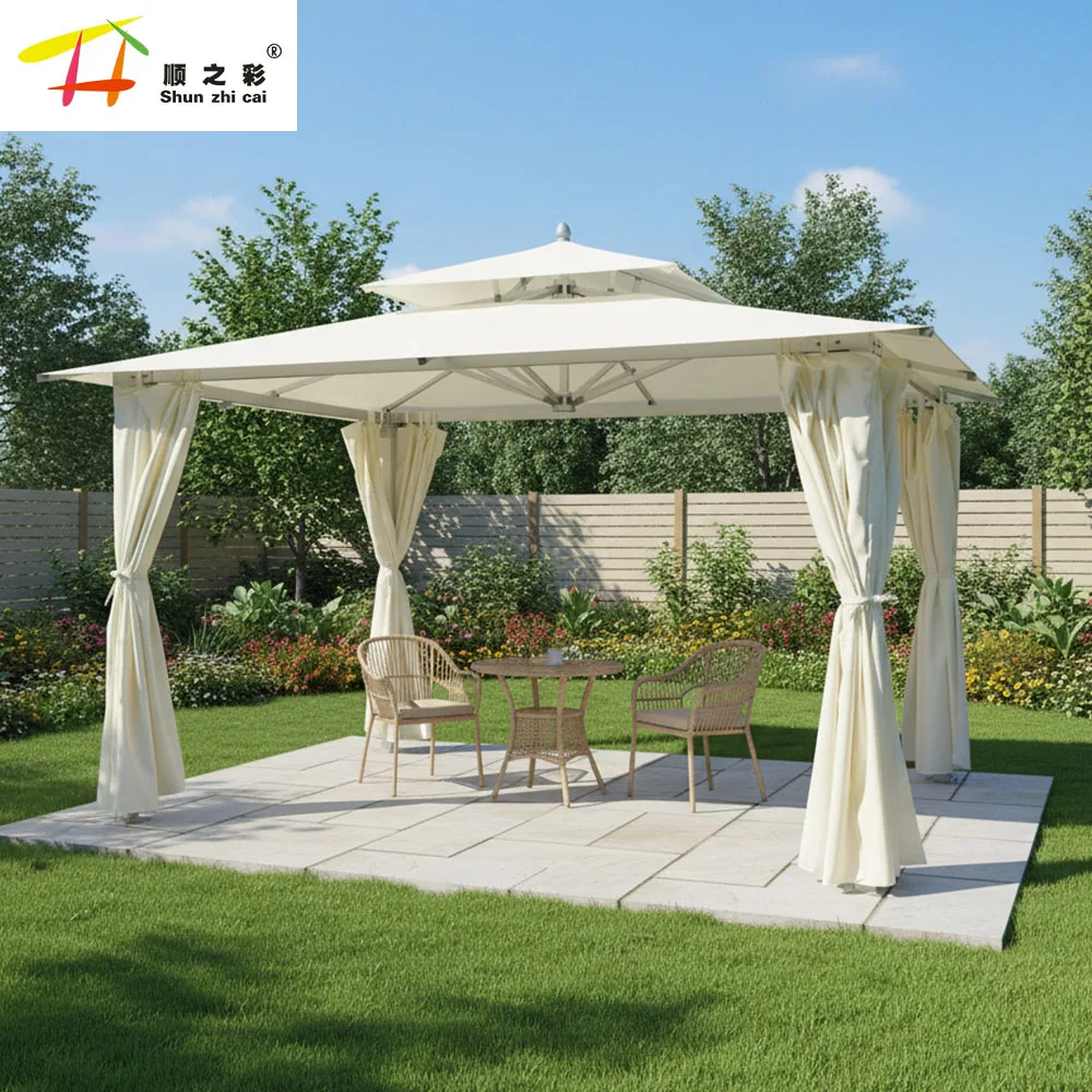 Modern Victorian Style 3x3m 3x4m 4x4m Outdoor Pergola Aluminum Garden Custom Gazebo with Curtains Waterproof Garden Supplies