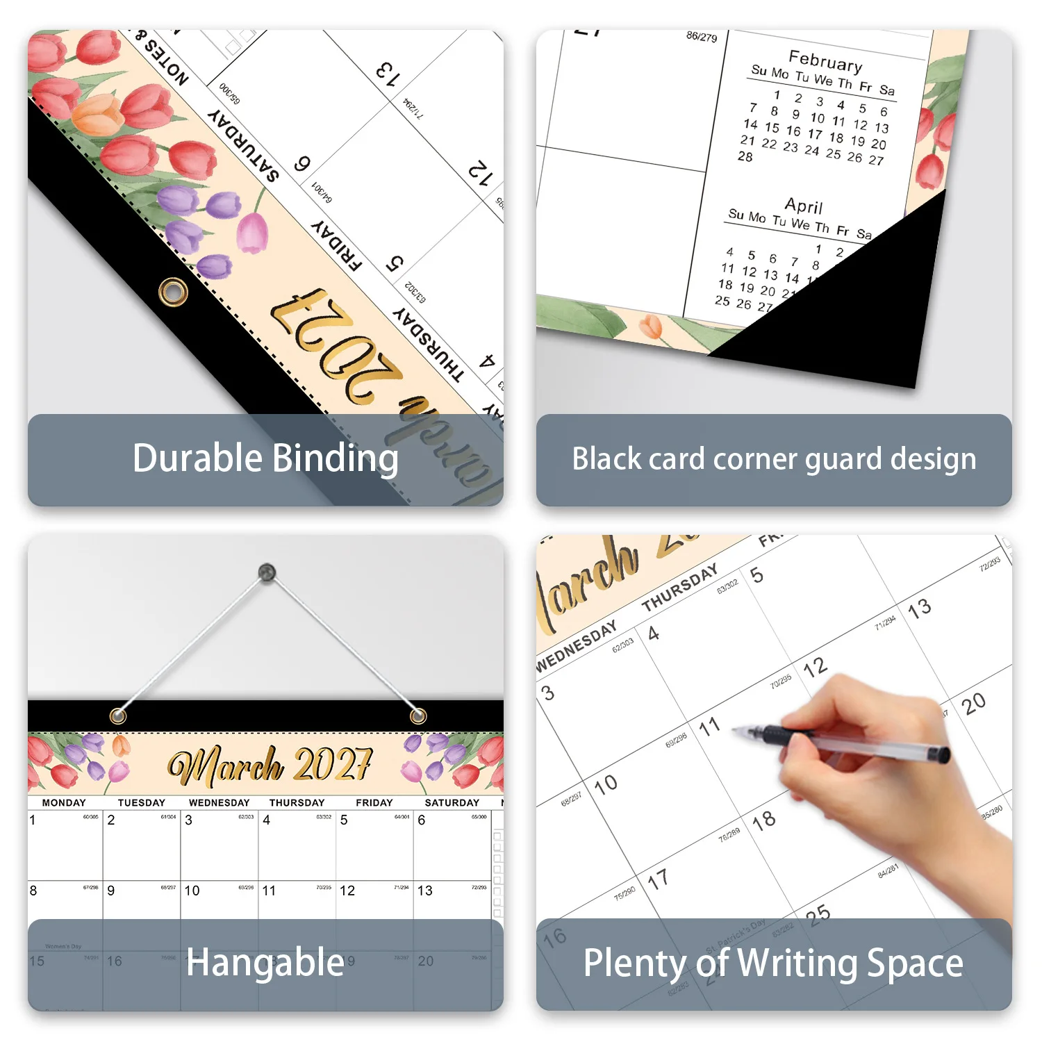 2027-2028 Desk Calendar and Wall Calendar, 18 Month Large Monthly Planner from January 2027 to June 2028, Hanging Paper
