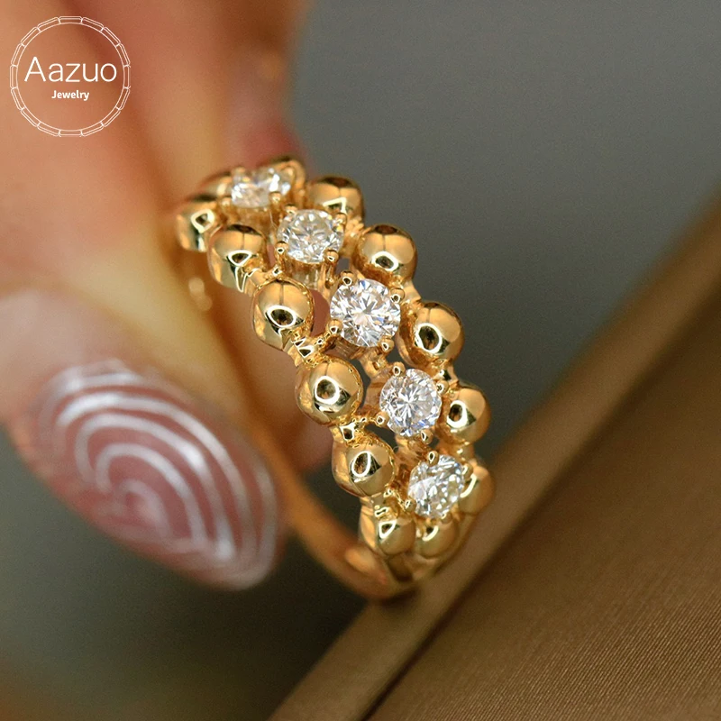 

Aazuo Fine Jewelry 18K Solid Rose Gold Real Diamonds 0.45ct Fashion Ring Gifted For Woman Deluxe Banquet Fashion Jewelry Au750