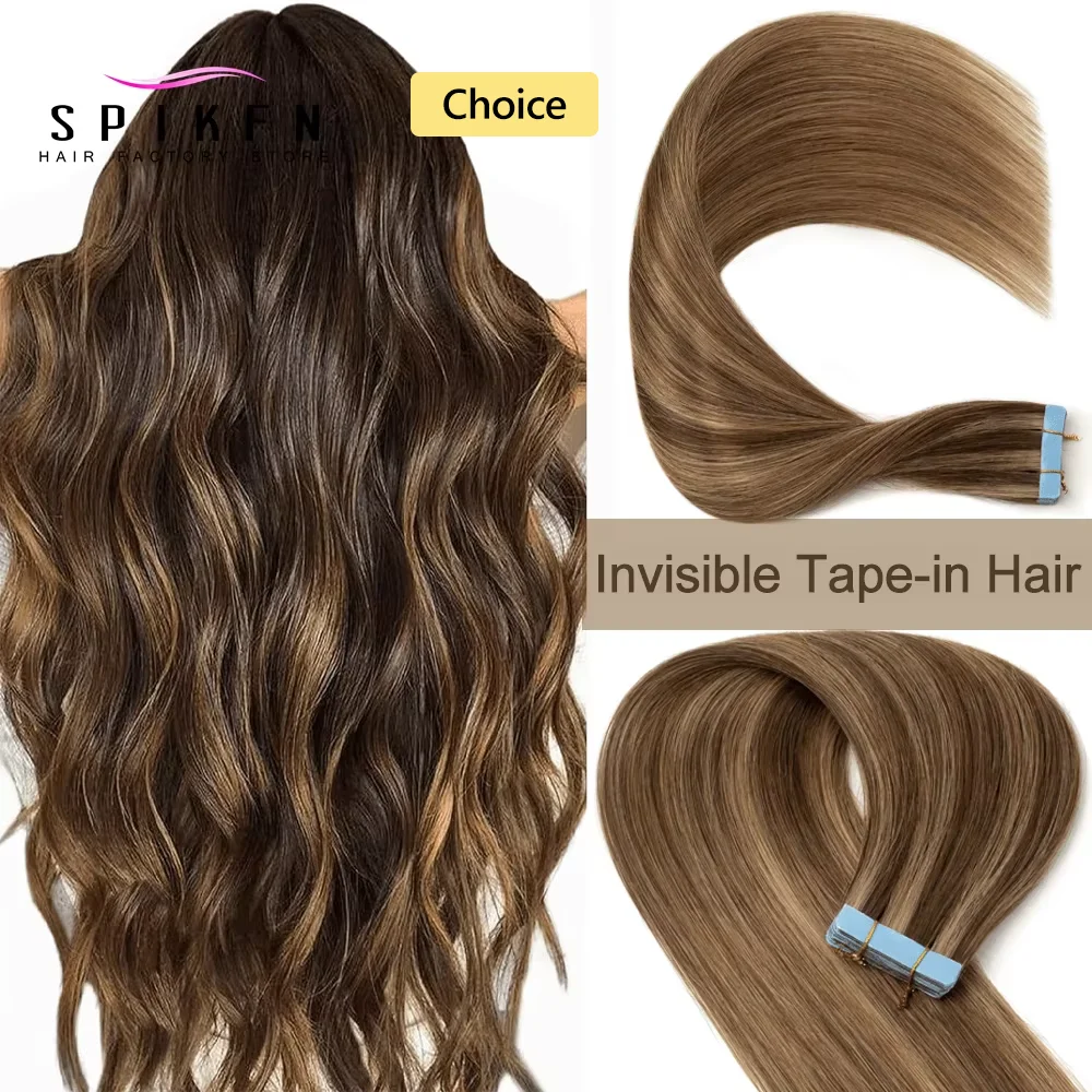 

Balayage коричневые ленты для наращивания волос, человеческие волосы 12-20 дюймов, бесшовные невидимые термостойкие наращивания Remy, 20 шт./упак.