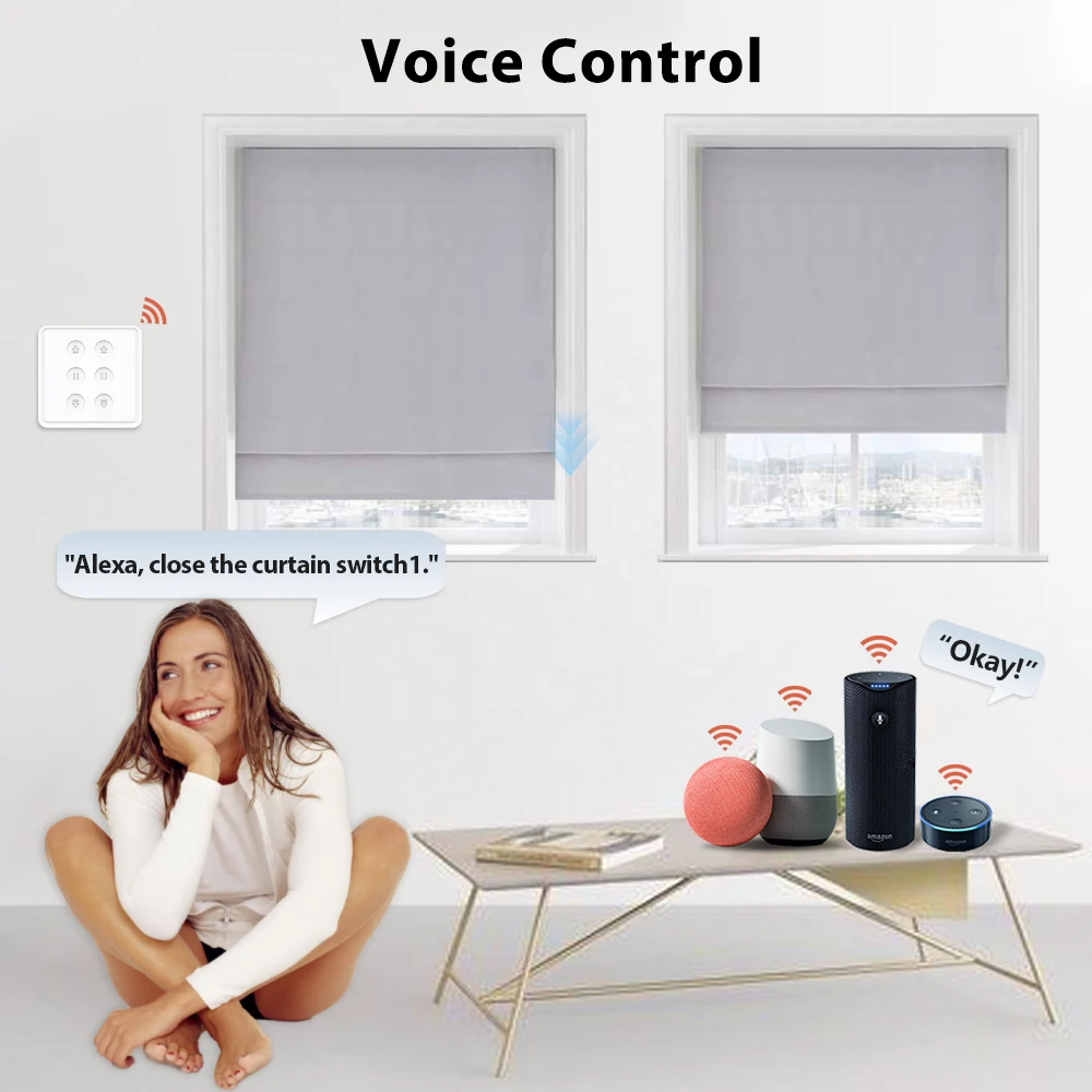 QCSMART Tuya Smart EU ZigBee Double Curtain Switch App Control Blinds Roller Shutter Percentage Timer Google Assistant Alexa