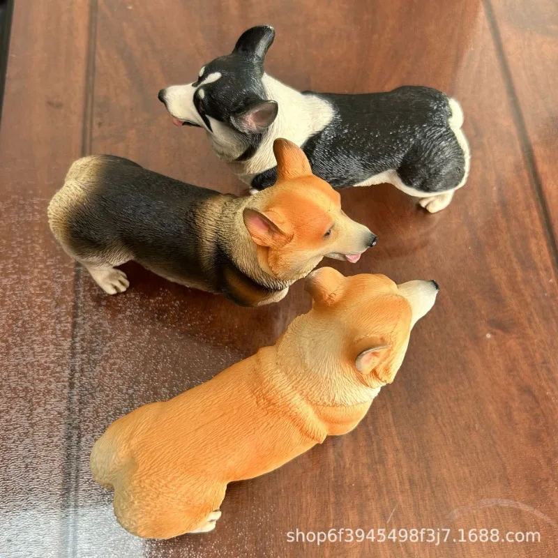 Realistic Corgi Dog Model Toy Figurine Gift for Children, Miniature Welsh Corgi Pet Dog Simulation Craft Ornament