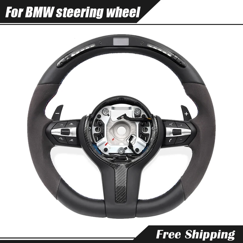 Leather LED M Sport Modified Steering Wheel For BMW F10 F15 F20 F22 F30 F32 F36 X3 F25 X4 F26 F80 F82 F87 F90 Car Accessories