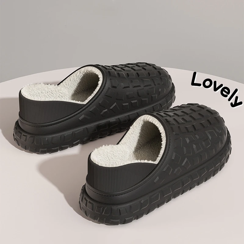 

2025 New Winter Slippers for Women Men - Warm Fleece Lined Non-Slip Thick Sole Clogs - Fashionable Orange & Multi-Color Indoor