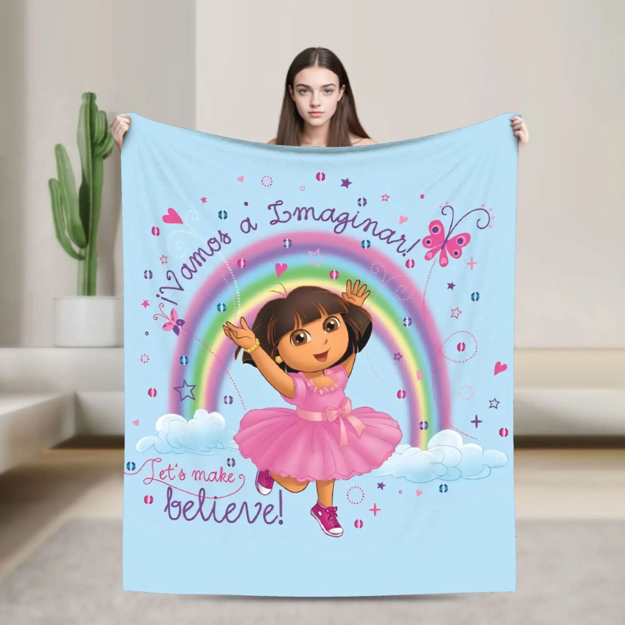 Warm BlanketChild Decorative Cartoon D-Dora The E-Explorer Adventure Throw Blanket For Outdoor Comfortable Sofa Bed Cover