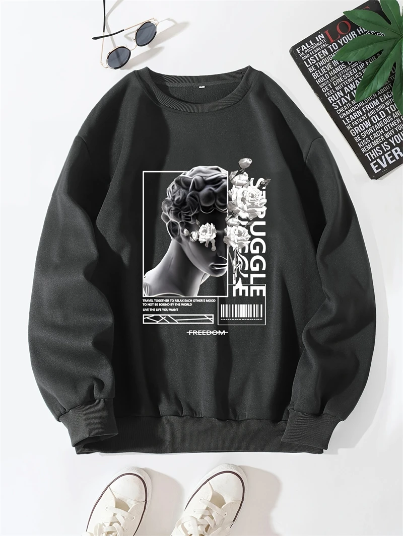 Simple Fashion Hip Hop Sweatshirt For Men Summer Trendy Streetwear Crewneck 3D Printed Hoodie Loose Breathable Pullovers Tops
