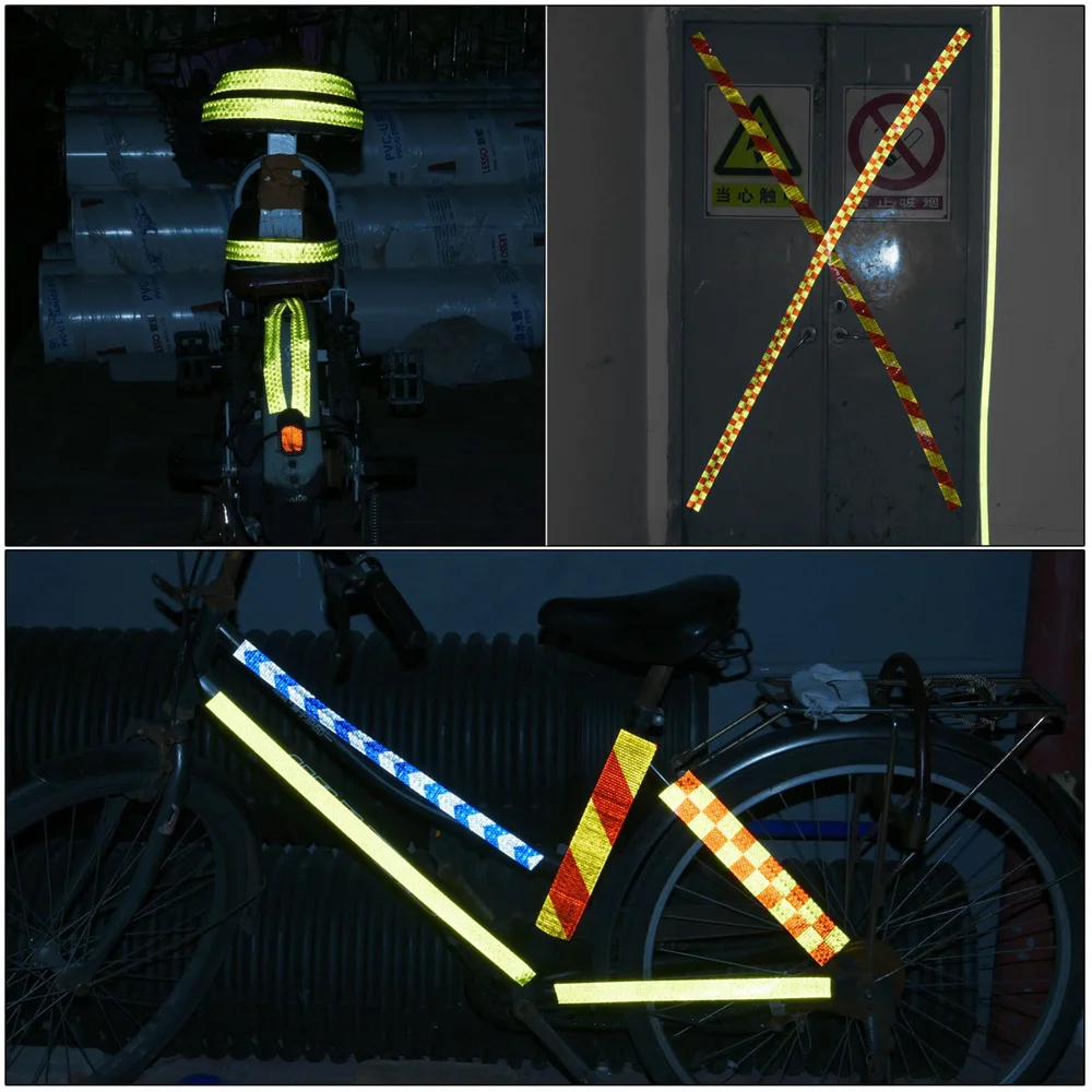 2.5cm*50m Red White Fluorescent Yellow Reflective Tapes High Visibility Waterproof Reflectors Stickers Strips For Motorcycle Car