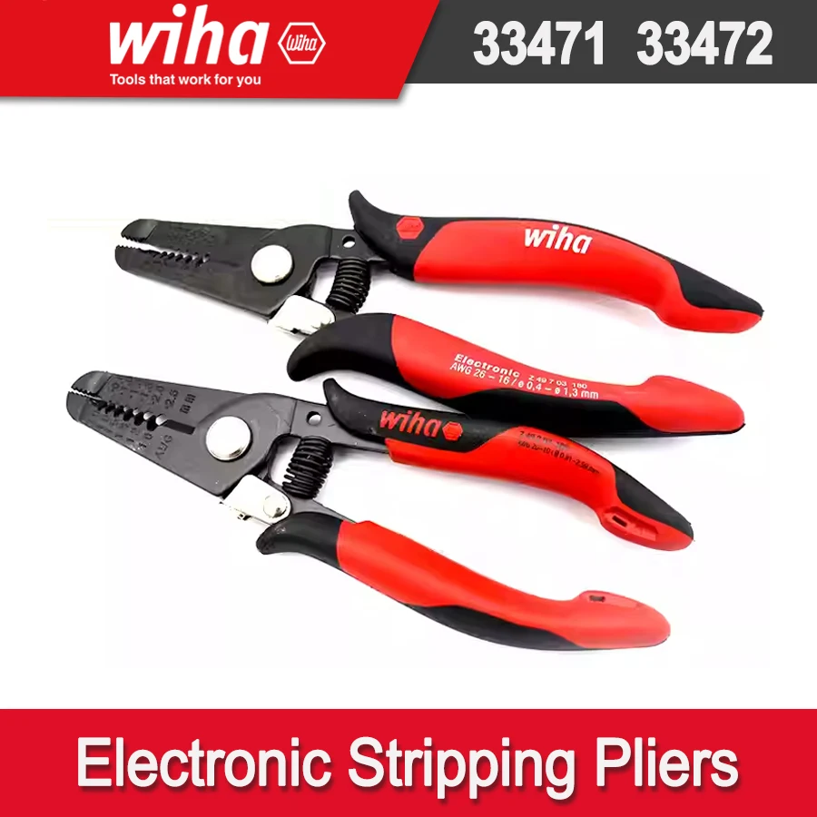 

WIHA 33472-Electronic Stripping Pliers with Stripping Points 0.4-1.3 mm for Gripping, Cutting and Stripping of Wires with Diamet