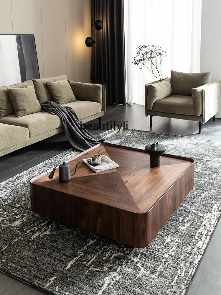 Italian Minimalist Solid Wood Coffee Table Square Storage Nordic Furniture Modern Minimalist Designer Square Table furniture