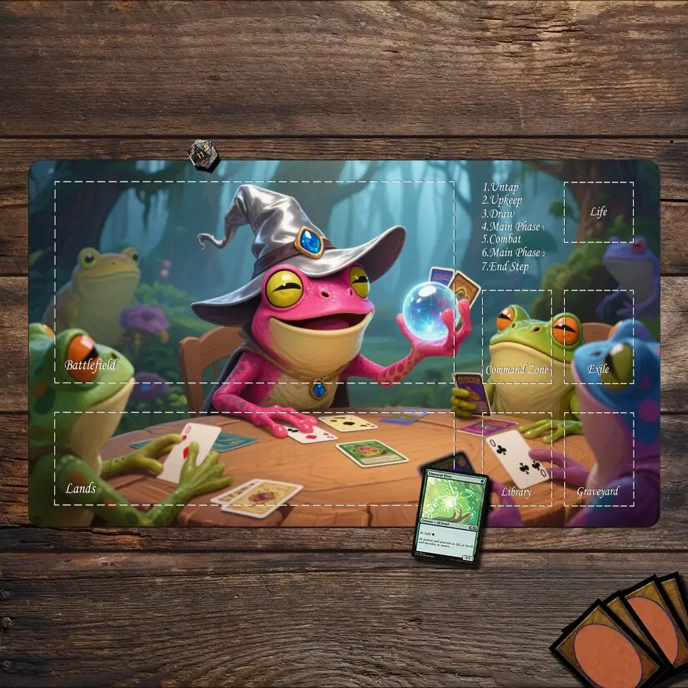 

Magic Playmat card gaming mat with zones Frog Mentor mtg playmat rubber anti-slip Desk Mat gamer keypad expansion mousepad