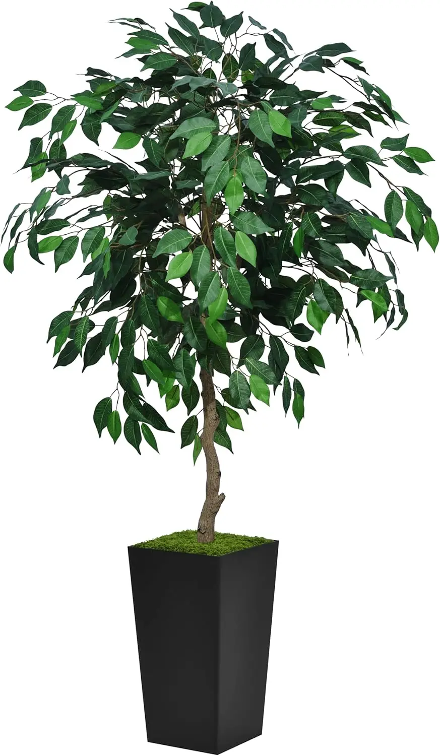 

Artificial Ficus Tree 5Ft - Faux Indoor Tree With Black Tall Planter - Fake Ficus Floor Plant In Pot - Artificial Silk Tree For