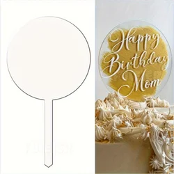12pcs, Transparent Blank Round Acrylic Cake Toppers, DIY Wedding Birthday Party Cupcake Insert Card, Cake Decorations Tools