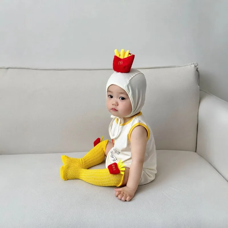 Summer Korean Baby Romper Cute Interesting KawaiiFries Pattern Outfit Infant Bodysuit  Kids  Boys Girls Comfortable Costume