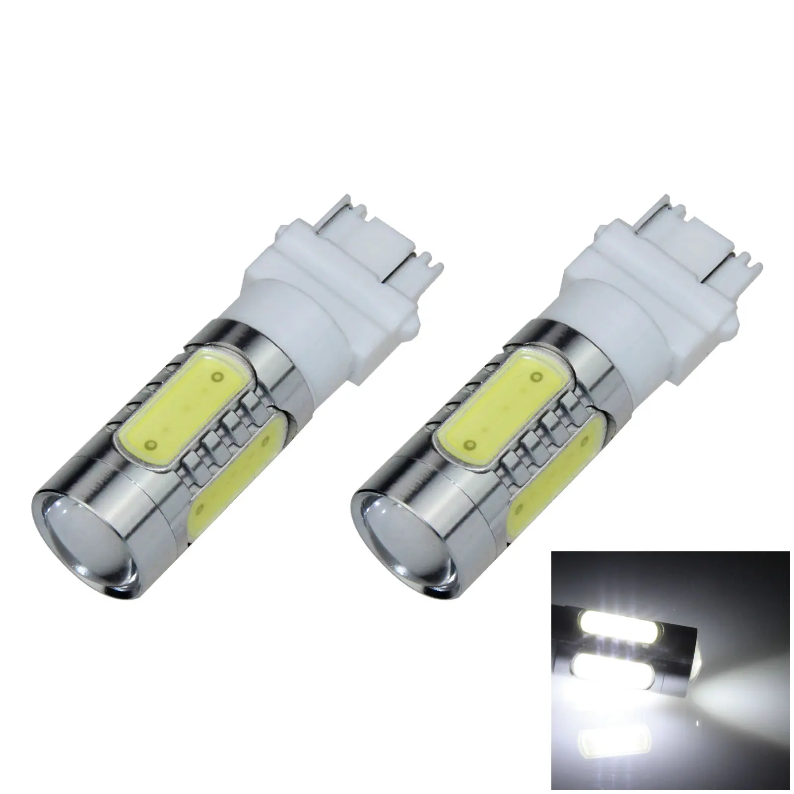 

2x Белый автоматический 3157 индикатор тормозной лампы фонарь 5 излучателей 4 x COB + 1 CLED фонарь W2.5 x 16q 4157 фонарь