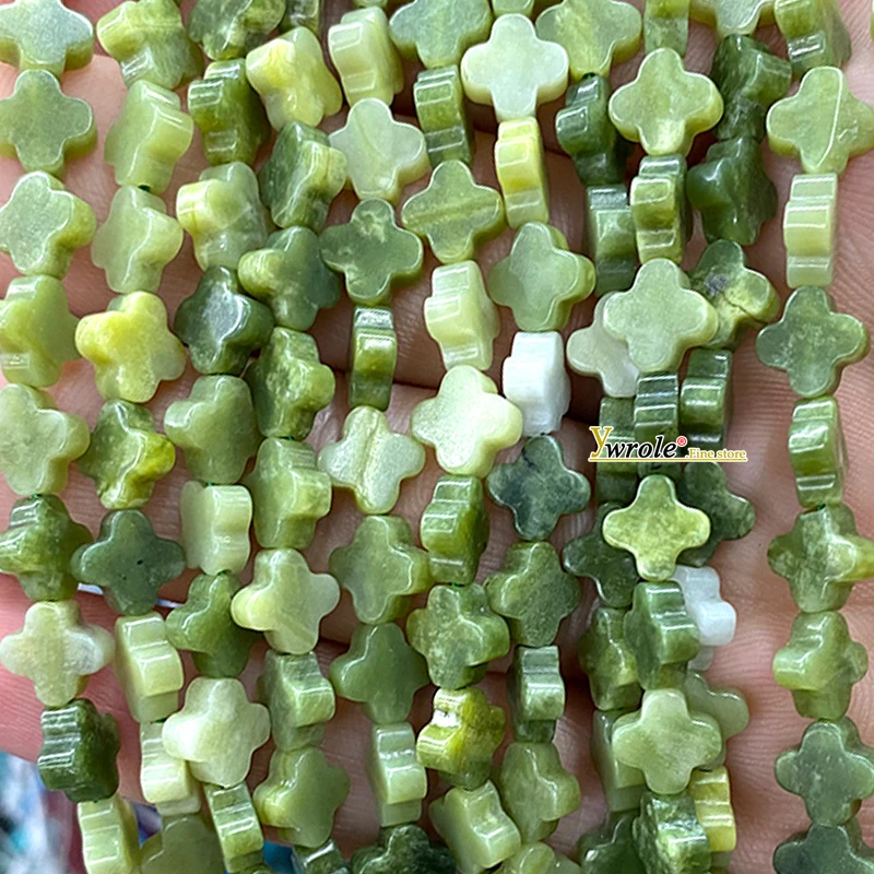 الحجر الطبيعي 7-8 مللي متر البرسيم شكل النمسا اليشم فضفاض خزر عازل لصنع المجوهرات أقراط يدوية سوار إكسسوارات جذابة