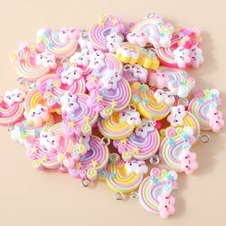 Leslie 15pcs Resin Kawaii Rainbow Charms for Bracelet Necklaces Pendants DIY Jewelry Making Accessories Handmade Findings