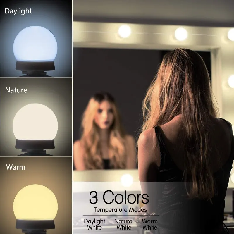 Makeup Mirror Light Led Dressing Table Light USB 12V Lighting Dimmable Wall Panels Bathroom Makeup Mirror Light Women Gift