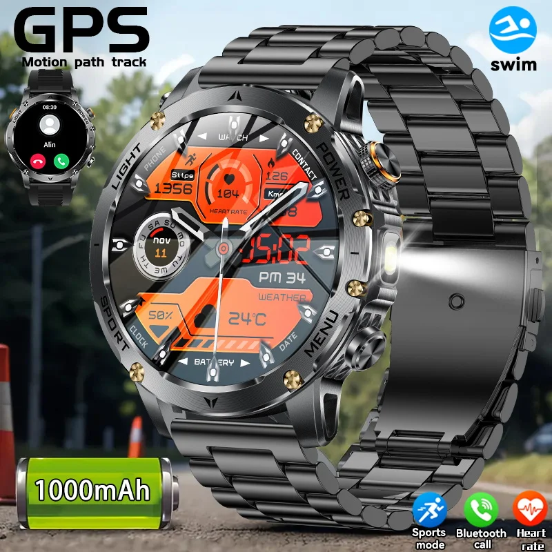 

2025 Новые TANK T3 Военные 1,7-дюймовые AMOLED Смарт-часы GPS Спортивный Фитнес-трекер 1000 мАч Батарея 10 АТМ Водонепроницаемые Смарт-часы с вызовом