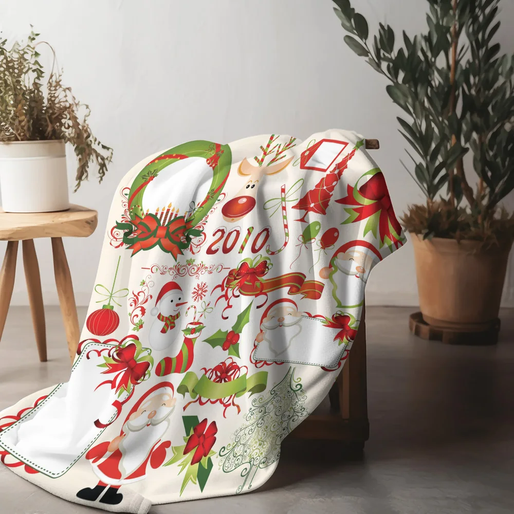 TU Cozy Christmas Throw Blanket Reversible Festive Holiday Flannel Fleece Warm Soft Home Decor Gift Farmhouse Style