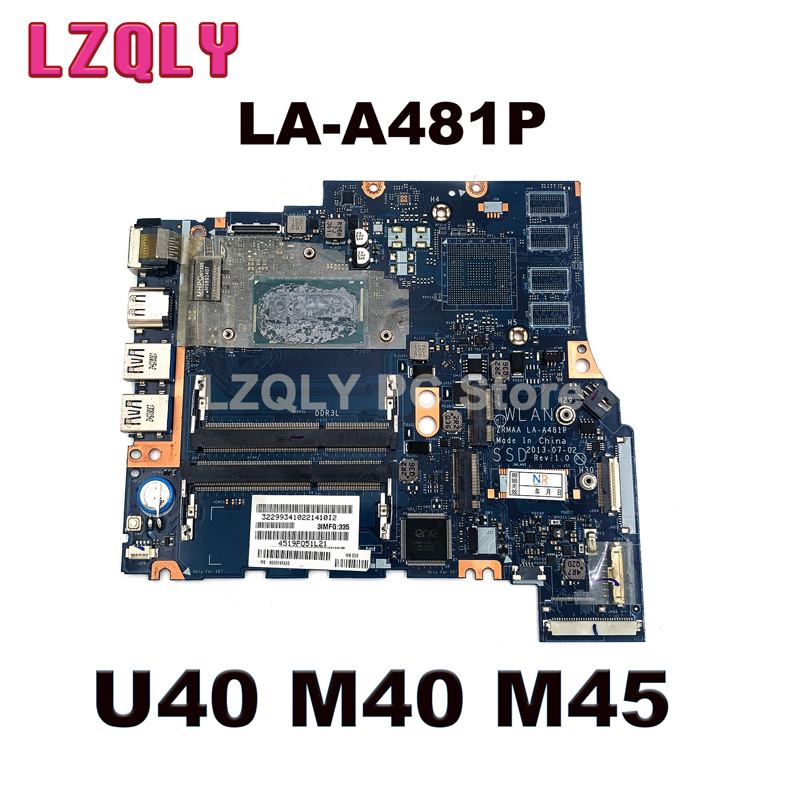 For Tshiba Satellite U40 M40 M45 Laptop Motherboard LA-A481P K000150670 K000150700 14 inch I3-4010U i5-4200U DDR3 Full Test