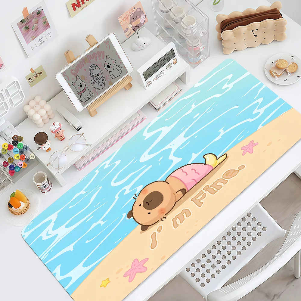 Mouse Pad MousePad Non-slip Lockedge Cartoon Office Student Gaming Thickened Large Writing Cute Pad C-Capybara Cushion