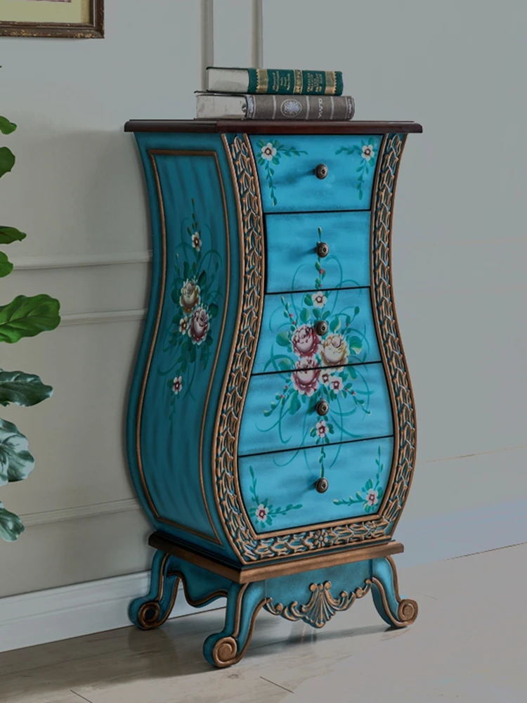 European-style 456 entrance chest cabinet solid wood American vase decorative cabinet storage and finishing side cabinet