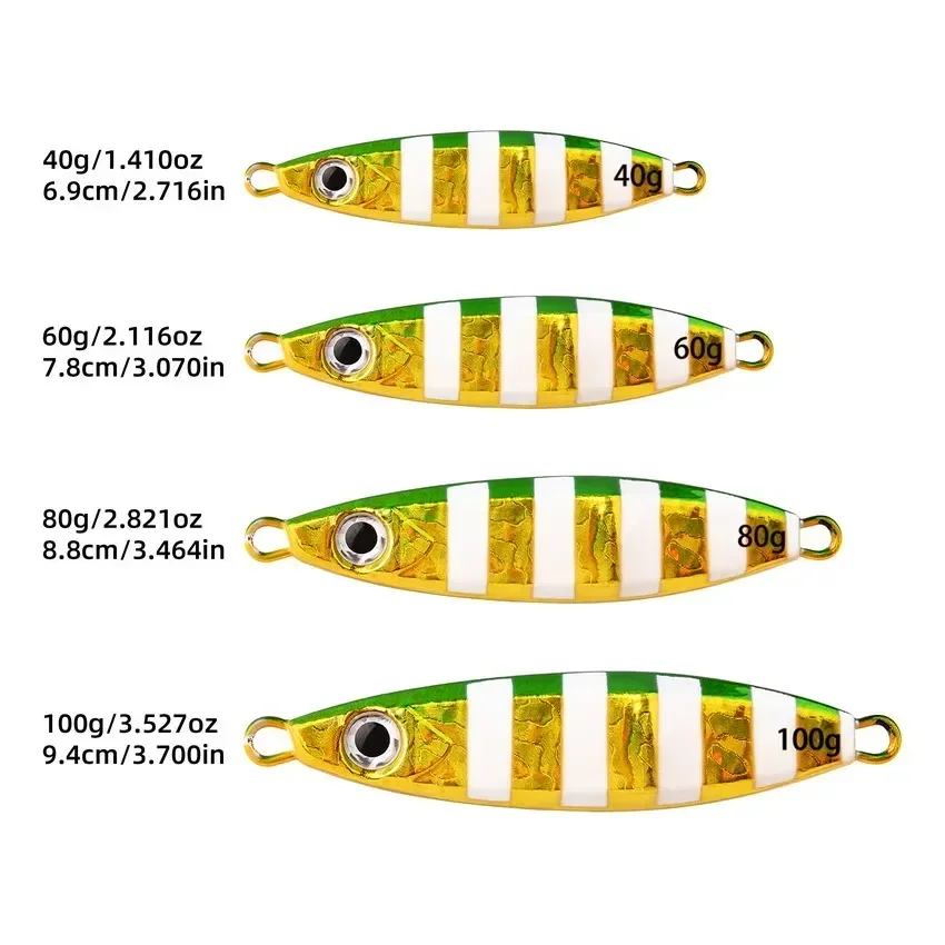 Metal Jig Fishing Lure Micro Jigging Lures 40g 60g 80g Sinking Wobblers Jigs per Sea Fishing Lure luminoso artificiale Hard Bait