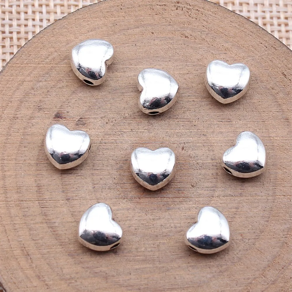 20pcs/lot 7.6x7.3x4.9mm heart beads For Jewelry Making Antique Silver Color 0.3x0.29x0.19inch