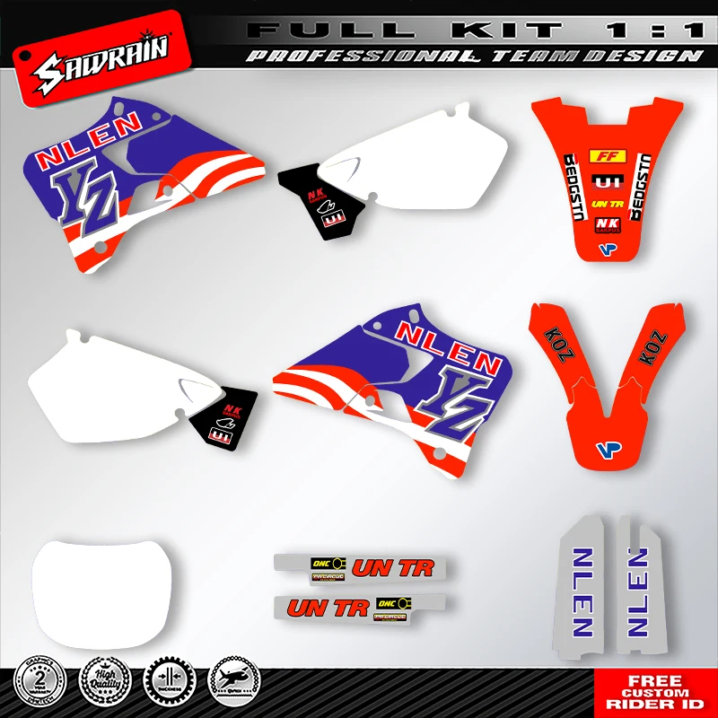 

Наклейки на мотоцикл Sawrain, набор наклеек с графикой команды для YAMAHA YZ125-250 1996, 1997, 1998, 1999, 2000, 2001 006