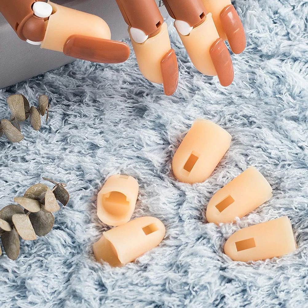 

10pcs Silicone Finger Cot Artificial Fingers Reusable ABS Material Manicure Protector Nail Art Cover Flexible Breathable